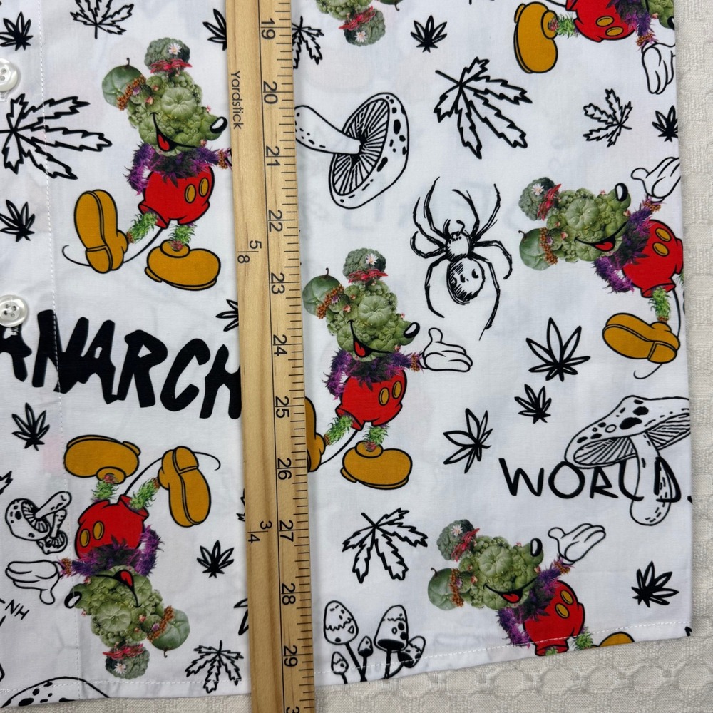Halfway Dead Button Up Shirt Men Medium Graphic Print Anarchy Streetwear Novelty - Picture 8 of 8